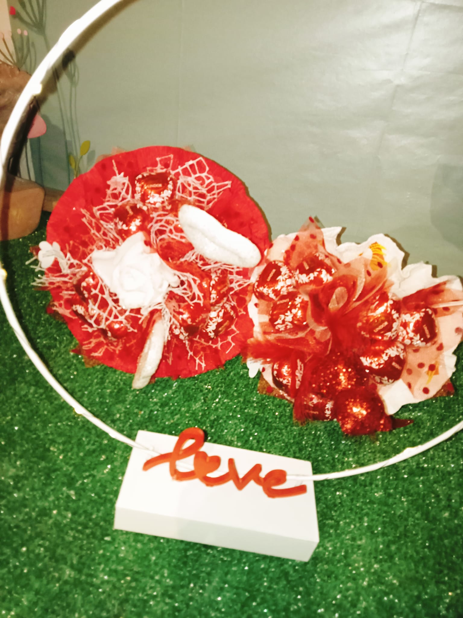 Bouquet con 9 ciocoolatini cuore Lindt